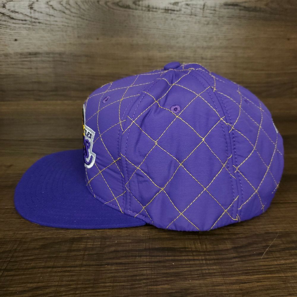 LA Lakers Mitchell & Ness NBA Snapback Hat Cap 3D Logo Purple Quilted New - Picture 7 of 9